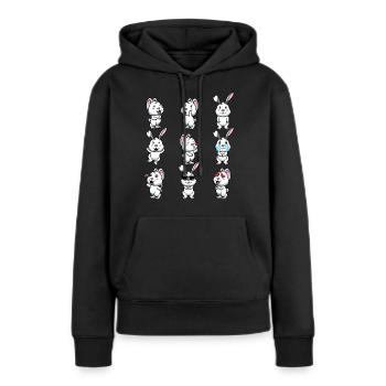 Lapin Blanc Emoticons Lapin - Sweat à capuche Premium bio Femme - noir - Devant - Julia (174cm)