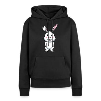 Weißes Kaninchen Emoticons Hase - Frauen Premium Bio Hoodie - Schwarz - Vorne - Julia (174cm)
