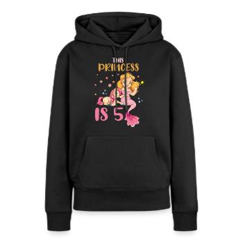 Naissance Né Age 5 ans Jolie Sirène Licorne - Sweat à capuche Premium bio Femme - noir - Devant - Julia (174cm)