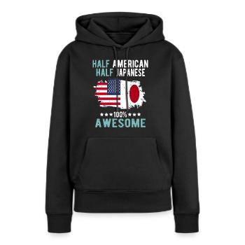 Halb Amerikaner Halb Japaner - Frauen Premium Bio Hoodie - Schwarz - Vorne - Julia (174cm)