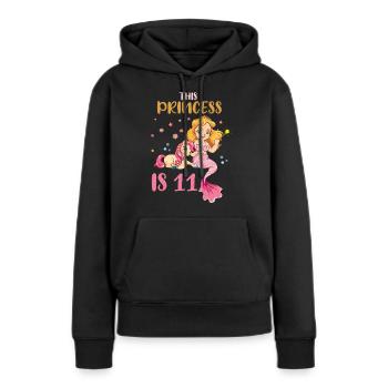 Naissance Né Age 11 ans Jolie Sirène Licorne - Sweat à capuche Premium bio Femme - noir - Devant - Julia (174cm)