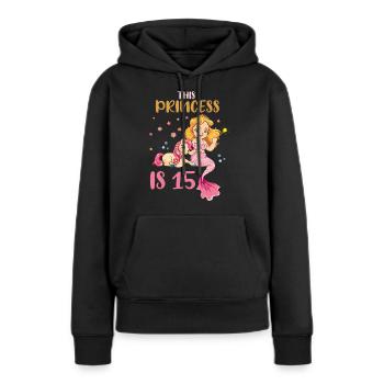 Naissance Né Age 15 ans Jolie Sirène Licorne - Sweat à capuche Premium bio Femme - noir - Devant - Julia (174cm)