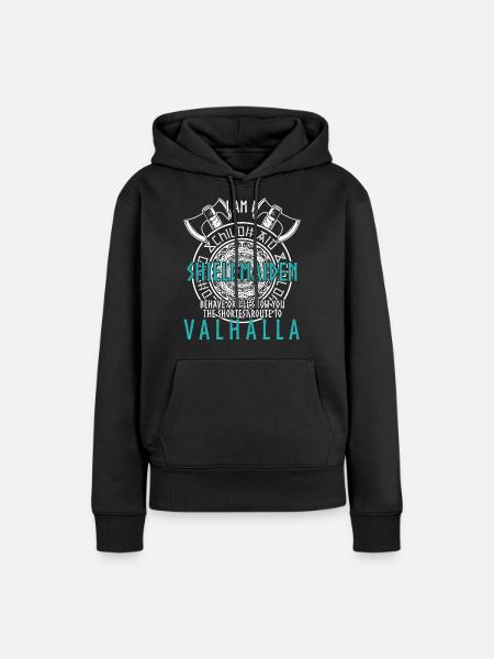 Schildmaid Viking Shield Valhalla - Frauen Premium Bio Hoodie - Schwarz