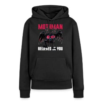 Cryptozoologie des cryptides Mothman - Sweat à capuche Premium bio Femme - noir - Devant - Julia (174cm)