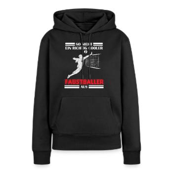 So sieht ein richtig cooler Faustballer Faustball - Frauen Premium Bio Hoodie - Schwarz - Vorne - Julia (174cm)
