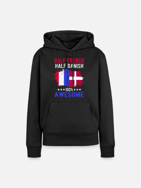 Halb Franzose Halb Däne - Frauen Premium Bio Hoodie - Schwarz