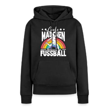 Fußball Coole Mädchen spielen Fußball - Frauen Premium Bio Hoodie - Schwarz - Vorne - Julia (174cm)