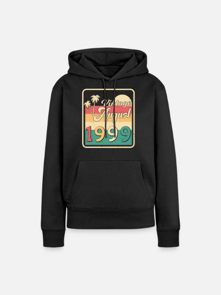 1999 August Retro - Frauen Premium Bio Hoodie - Schwarz