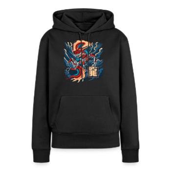 Cyborg Dragon Cyber-Punk Japonais Cyber-Esthétique - Sweat à capuche Premium bio Femme - noir - Devant - Julia (174cm)