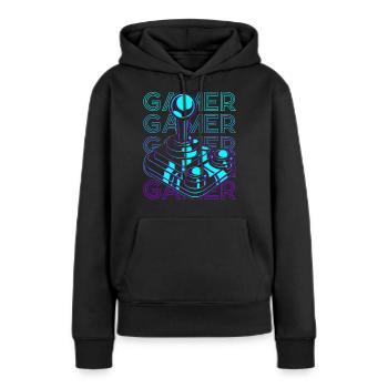 Gamer Video Gaming Joystick Rétro - Sweat à capuche Premium bio Femme - noir - Devant - Julia (174cm)