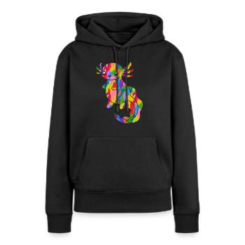 Axolotl Bunt Vintage Regenbogen Retro Salamander - Frauen Premium Bio Hoodie - Schwarz - Vorne - Julia (174cm)