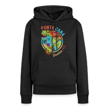 Vintage Punta Cana Vacances 2022 Été Tropical - Sweat à capuche Premium bio Femme - noir - Devant - Julia (174cm)