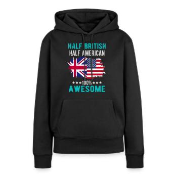 Moitié britannique moitié américain - Sweat à capuche Premium bio Femme - noir - Devant - Julia (174cm)