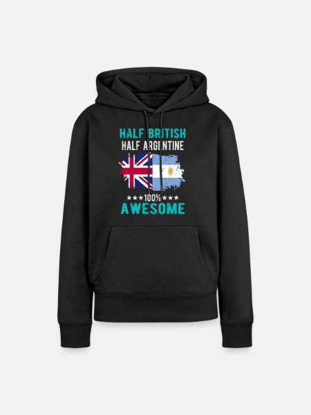 Halb Brite Halb Argentiner - Frauen Premium Bio Hoodie - Schwarz