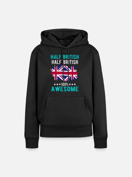 Halb Brite Halb Brite - Frauen Premium Bio Hoodie - Schwarz