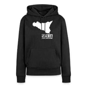 Sicile Sicile - Sweat à capuche Premium bio Femme - noir - Devant - Julia (174cm)