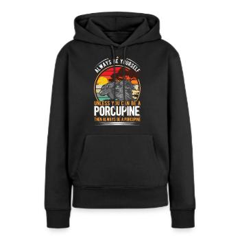 Porc-épic Cadeau Porc-épic - Sweat à capuche Premium bio Femme - noir - Devant - Julia (174cm)