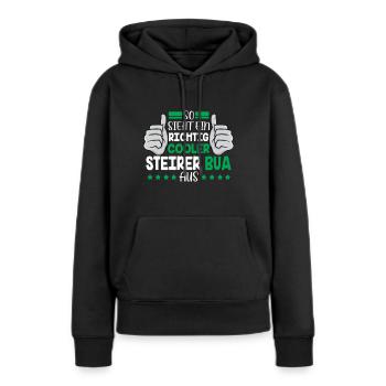 Voici à quoi ressemble un vrai Bua de Styrie de Styrie - Sweat à capuche Premium bio Femme - noir - Devant - Julia (174cm)