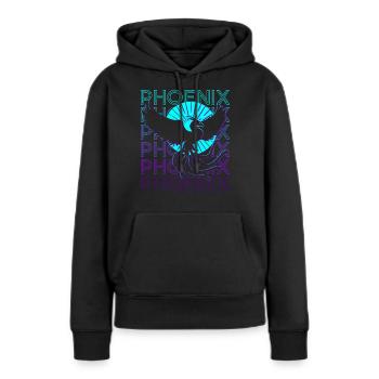 Phoenix Rétro - Sweat à capuche Premium bio Femme - noir - Devant - Julia (174cm)