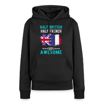 Moitié britannique moitié britannique - Sweat à capuche Premium bio Femme - noir - Devant - Julia (174cm)