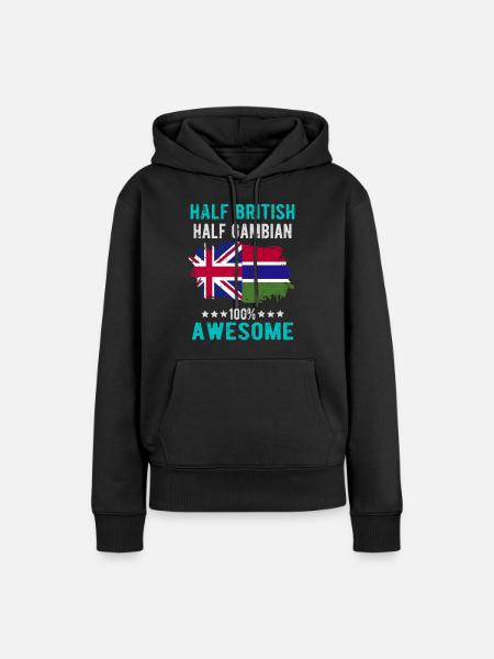 Halb Brite Halb Gambier - Frauen Premium Bio Hoodie - Schwarz