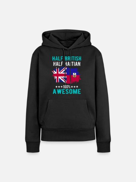 Halb Brite Halb Haitianer - Frauen Premium Bio Hoodie - Schwarz