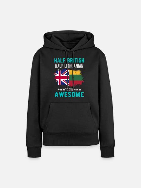 Halb Brite Halb Litauer - Frauen Premium Bio Hoodie - Schwarz