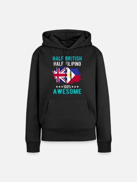 Halb Brite Halb Philippiner - Frauen Premium Bio Hoodie - Schwarz
