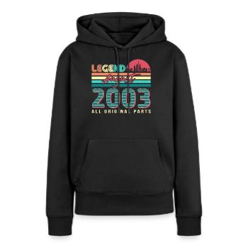 Voeux d'anniversaire Août 2003 - Sweat à capuche Premium bio Femme - noir - Devant - Julia (174cm)