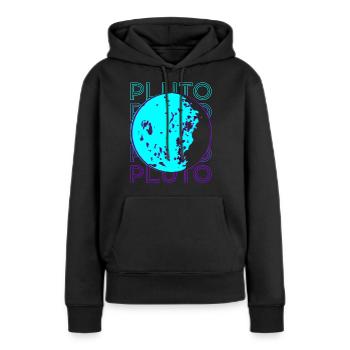 Pluton Rétro - Sweat à capuche Premium bio Femme - noir - Devant - Julia (174cm)