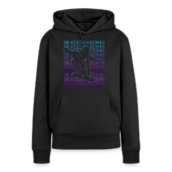 Skateboard Skateboard Skateboard Rétro - Sweat à capuche Premium bio Femme - noir - Devant - Julia (174cm)