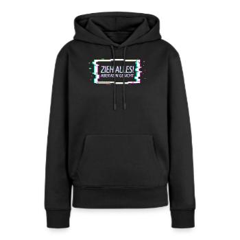 Musique techno - Sweat à capuche Premium bio Femme - noir - Devant - Julia (174cm)