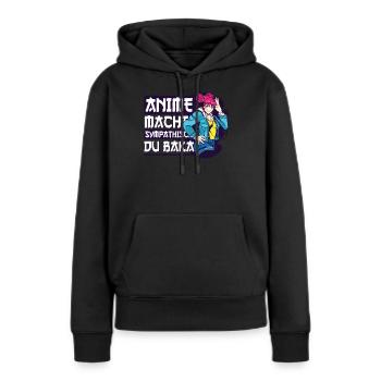 Anime disant Weeb Otaku - Sweat à capuche Premium bio Femme - noir - Devant - Julia (174cm)