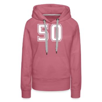 50 White Simple Design - Women’s Premium Organic Hoodie - mauve - Front - Isabella (175cm)