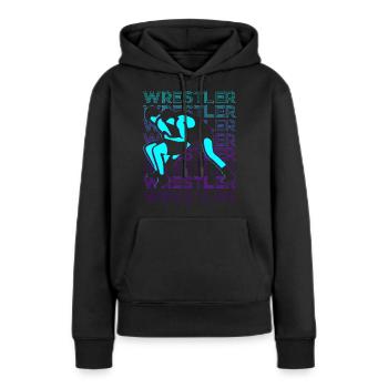 Ringer Wrestling Rétro - Sweat à capuche Premium bio Femme - noir - Devant - Julia (174cm)