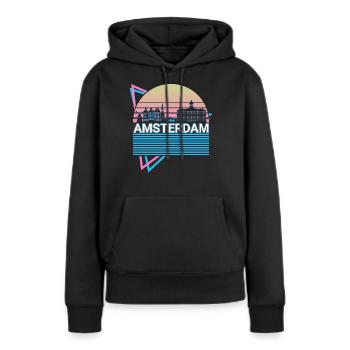 Amsterdam City Skyline Cityscape Rétro - Sweat à capuche Premium bio Femme - noir - Devant - Julia (174cm)