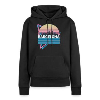 Barcelone City Skyline Cityscape Rétro - Sweat à capuche Premium bio Femme - noir - Devant - Julia (174cm)