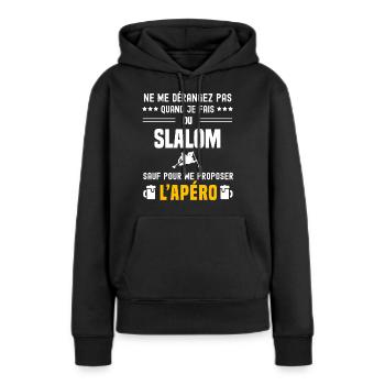 slalom ne dérangez pas sauf apéro - Sweat à capuche Premium bio Femme - noir - Devant - Julia (174cm)