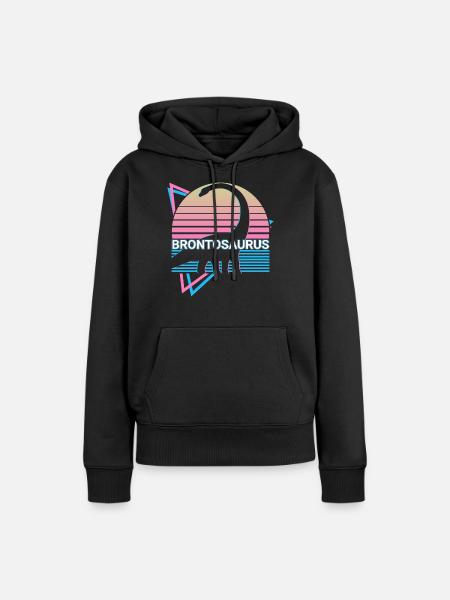 Brontosaurus Dinosaurier Retro - Frauen Premium Bio Hoodie - Schwarz