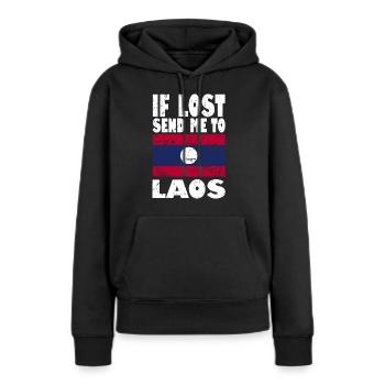 Drapeau du Laos - Sweat à capuche Premium bio Femme - noir - Devant - Julia (174cm)