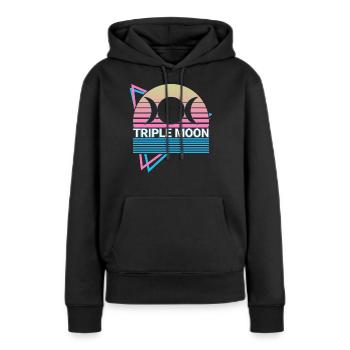 Triple Lune Triple Déesse Symbole Paganisme - Sweat à capuche Premium bio Femme - noir - Devant - Julia (174cm)