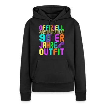 90er Party 90er Jahre - Frauen Premium Bio Hoodie - Schwarz - Vorne - Julia (174cm)