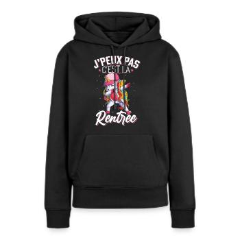 J'Peux Pas C'est La Rentrée Cadeau Licorne - Sweat à capuche Premium bio Femme - noir - Devant - Julia (174cm)