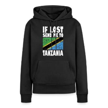 Drapeau de la Tanzanie - Sweat à capuche Premium bio Femme - noir - Devant - Julia (174cm)