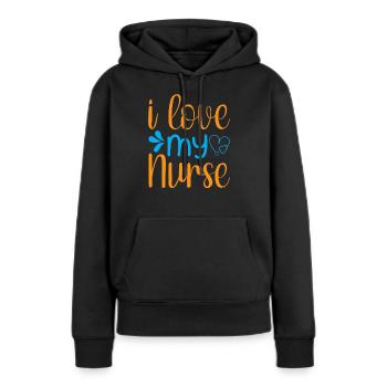 INFIRMIÈRE Infirmière - Sweat à capuche Premium bio Femme - noir - Devant - Julia (174cm)