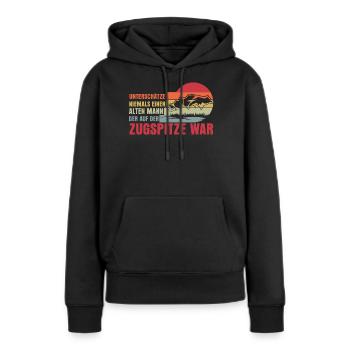 Zugspitze Retro Berg - Frauen Premium Bio Hoodie - Schwarz - Vorne - Julia (174cm)