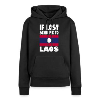 Drapeau du Laos - Sweat à capuche Premium bio Femme - noir - Devant - Julia (174cm)