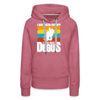 Degu Therapy Degus - Frauen Premium Bio Hoodie - Malve - Vorne - Isabella (175cm)