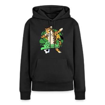Brésil Football - Sweat à capuche Premium bio Femme - noir - Devant - Julia (174cm)