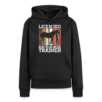 Entraîneur de chevaux de course agréé - Entraîneur de chevaux - Sweat à capuche Premium bio Femme - noir - Devant - Julia (174cm)